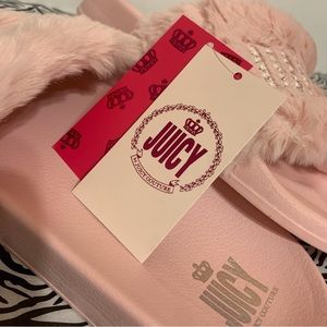 Juicy WRAPPED Light PINK Slide Slipper Shoe Pearls Gems LOGO Size 11M NWT
